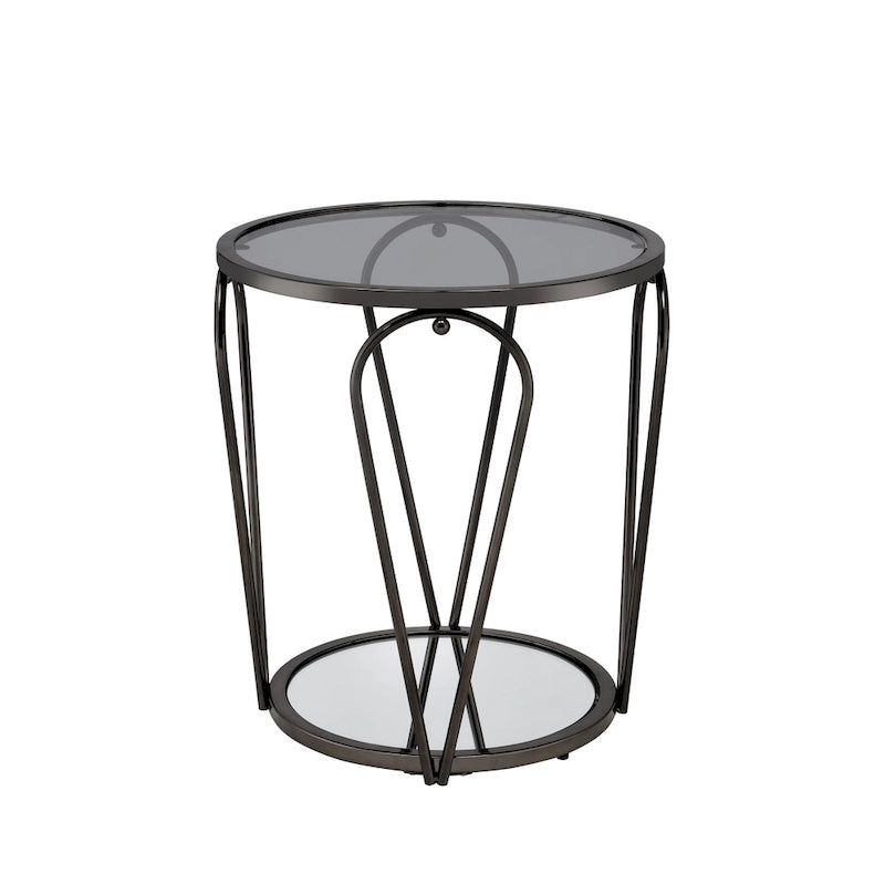 Gable Glam 2-Piece Glass Top Coffee Table Set with Shelf by Furniture of America