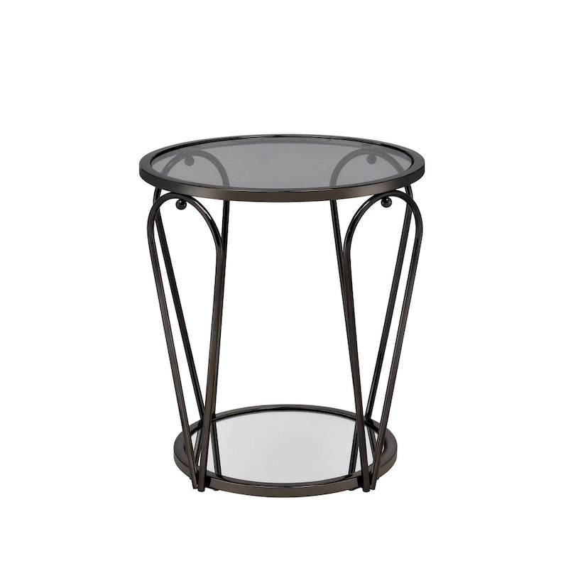 Gable Glam 2-Piece Glass Top Coffee Table Set with Shelf by Furniture of America