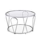 Gable Glam 2-Piece Glass Top Coffee Table Set with Shelf by Furniture of America