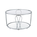 Gable Glam 2-Piece Glass Top Coffee Table Set with Shelf by Furniture of America
