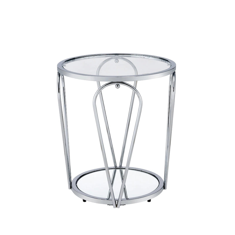 Gable Glam 2-Piece Glass Top Coffee Table Set with Shelf by Furniture of America