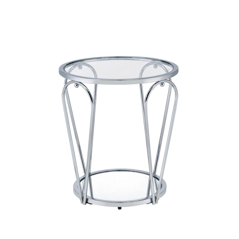 Gable Glam 2-Piece Glass Top Coffee Table Set with Shelf by Furniture of America