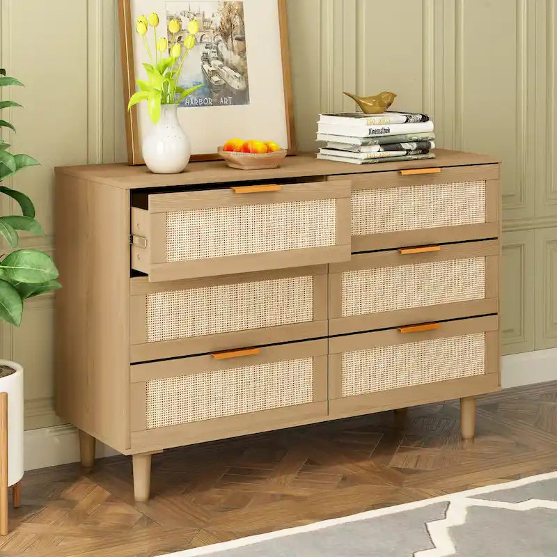 6 drawers Rattan dresser Rattan Drawer,