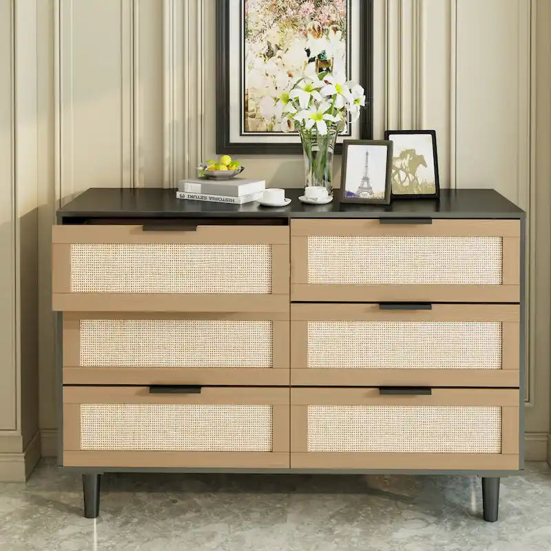 6 drawers Rattan dresser Rattan Drawer,