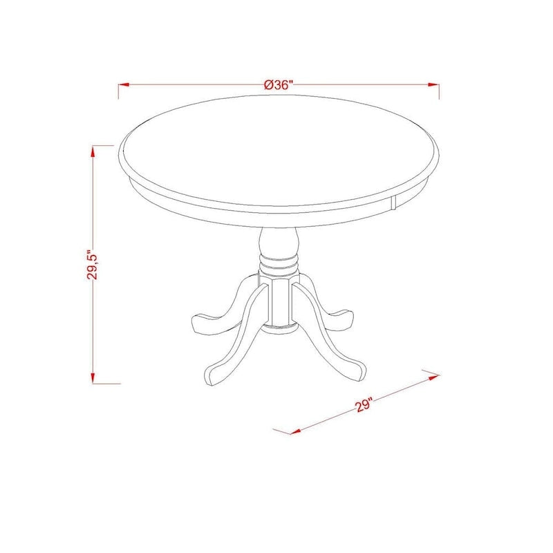 East West Furniture Dinette Set Consists of a Round Kitchen Table and Upholstered Chairs, Linen White (Pieces Options)