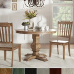Eleanor Oak Round Solid Wood Top 3-piece Slat Back Dining Set by iNSPIRE Q Classic