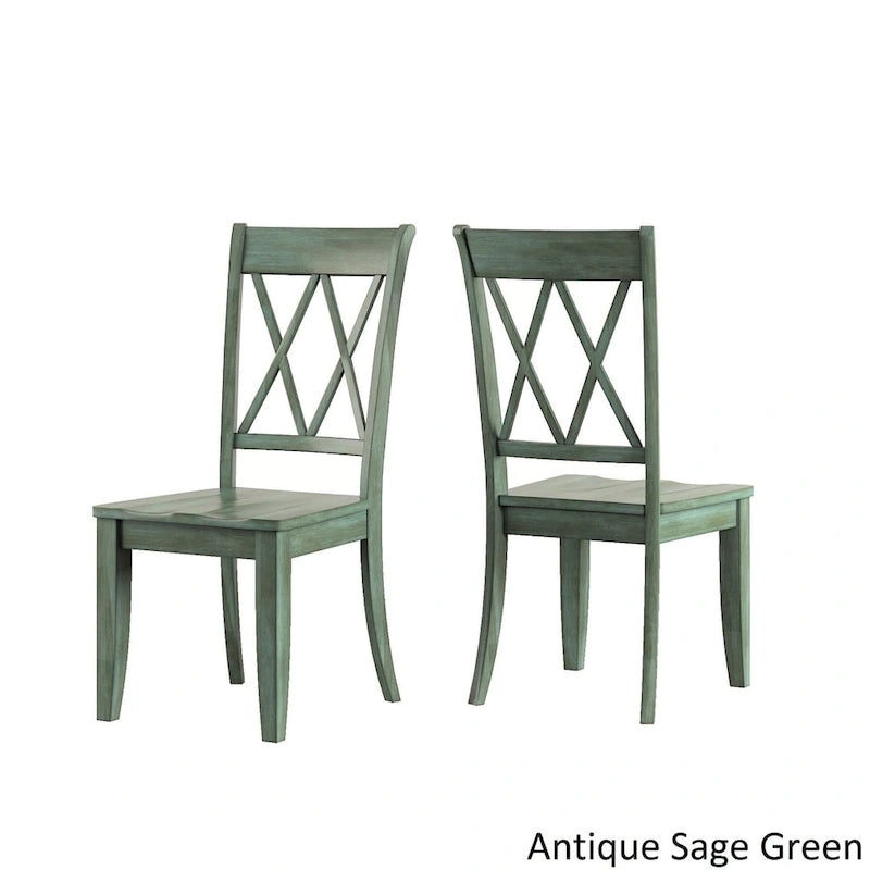 Eleanor Antique Grey Round Top Solid Wood Dining Set - X Back by iNSPIRE Q Classic
