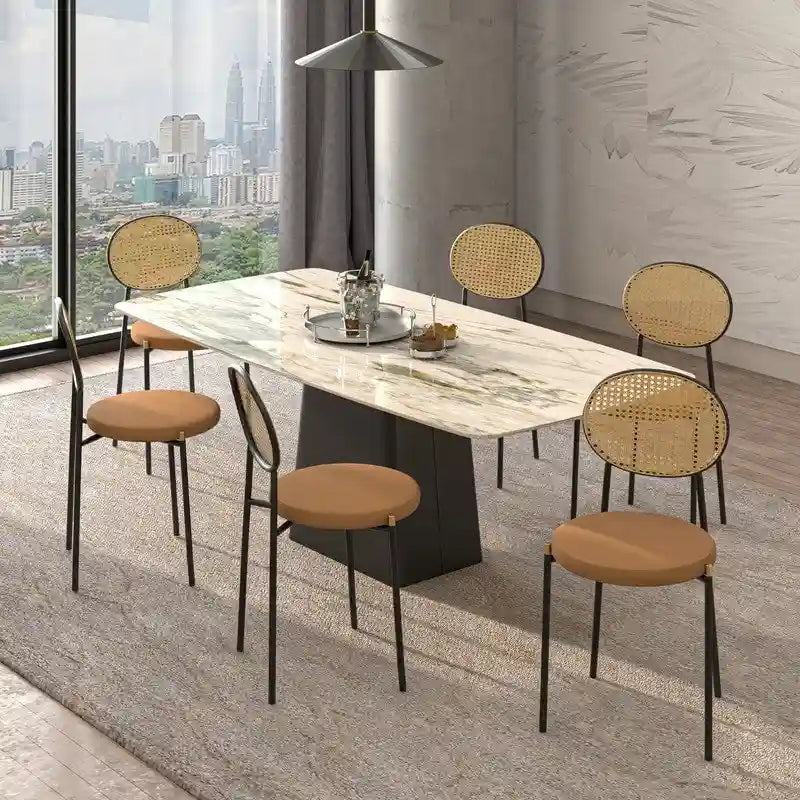 Leisuremod Euston Modern Dining Chair w Upholstered Velvet Seat - Wicker Back Accent Chair for Home Office Living Room & Kitchen