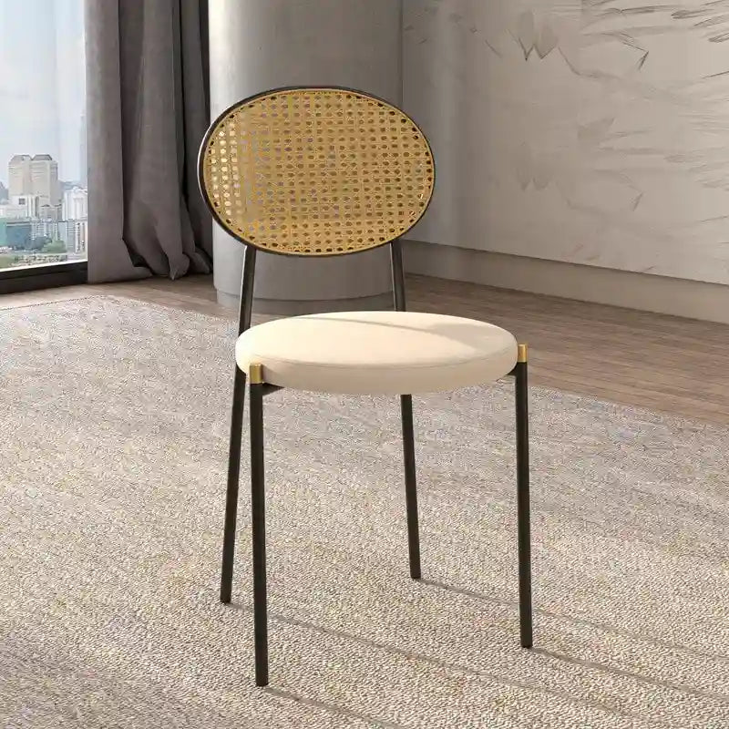 Leisuremod Euston Modern Dining Chair w Upholstered Velvet Seat - Wicker Back Accent Chair for Home Office Living Room & Kitchen