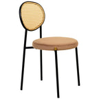 Leisuremod Euston Modern Dining Chair w Upholstered Velvet Seat - Wicker Back Accent Chair for Home Office Living Room & Kitchen