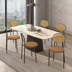 Leisuremod Euston Modern Dining Chair w Upholstered Velvet Seat - Wicker Back Accent Chair for Home Office Living Room & Kitchen