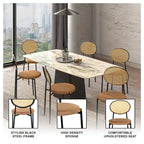 Leisuremod Euston Modern Dining Chair w Upholstered Velvet Seat - Wicker Back Accent Chair for Home Office Living Room & Kitchen