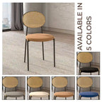 Leisuremod Euston Modern Dining Chair w Upholstered Velvet Seat - Wicker Back Accent Chair for Home Office Living Room & Kitchen