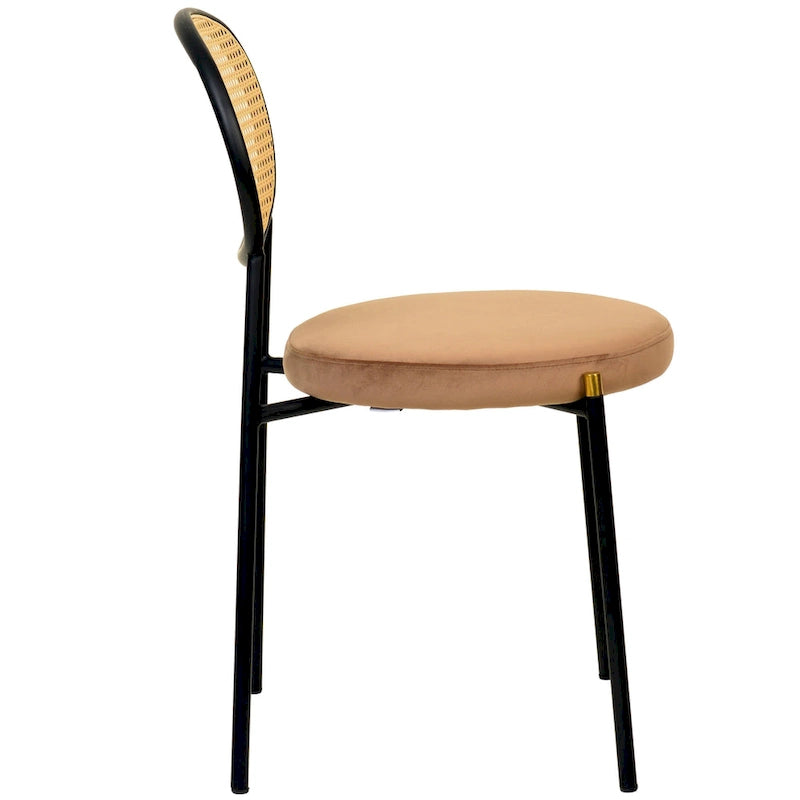 Leisuremod Euston Modern Dining Chair w Upholstered Velvet Seat - Wicker Back Accent Chair for Home Office Living Room & Kitchen