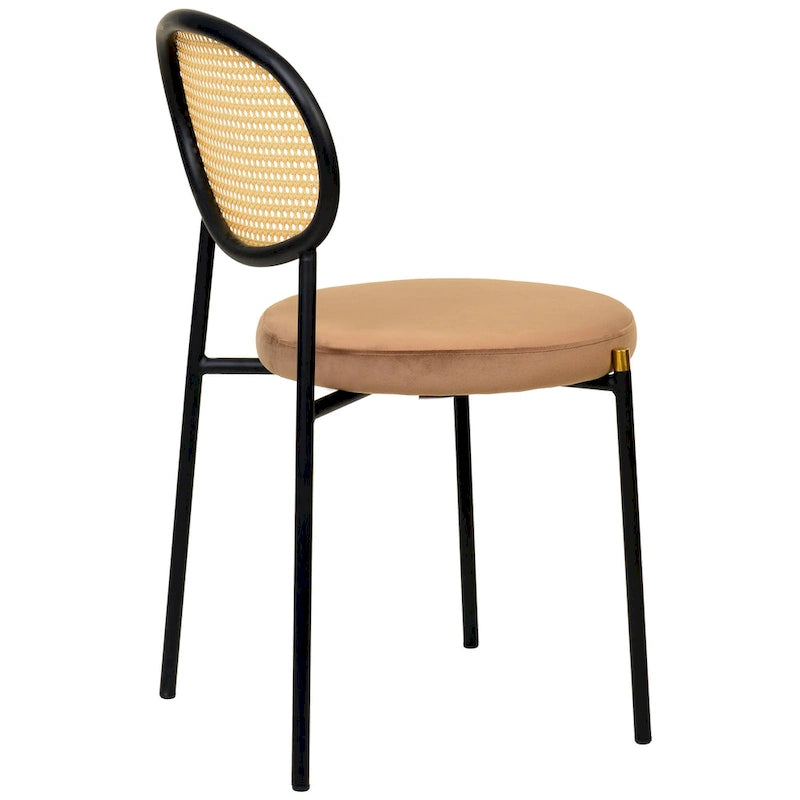 Leisuremod Euston Modern Dining Chair w Upholstered Velvet Seat - Wicker Back Accent Chair for Home Office Living Room & Kitchen