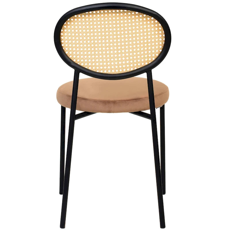 Leisuremod Euston Modern Dining Chair w Upholstered Velvet Seat - Wicker Back Accent Chair for Home Office Living Room & Kitchen