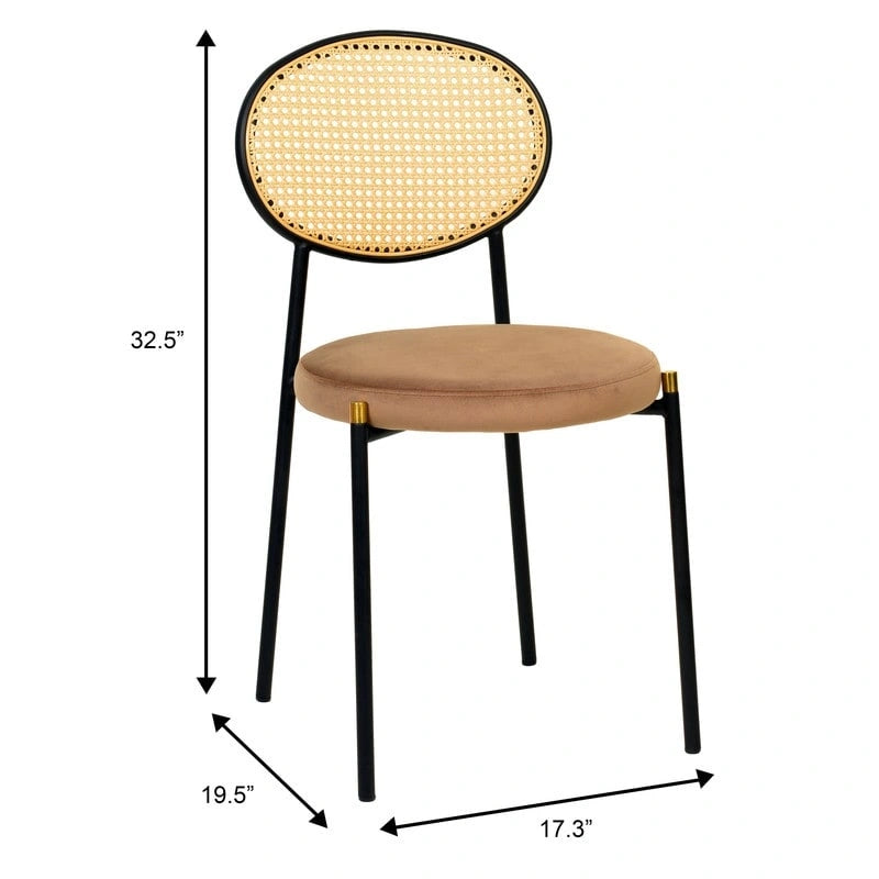 Leisuremod Euston Modern Dining Chair w Upholstered Velvet Seat - Wicker Back Accent Chair for Home Office Living Room & Kitchen