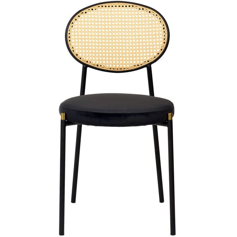 Leisuremod Euston Modern Dining Chair w Upholstered Velvet Seat - Wicker Back Accent Chair for Home Office Living Room & Kitchen