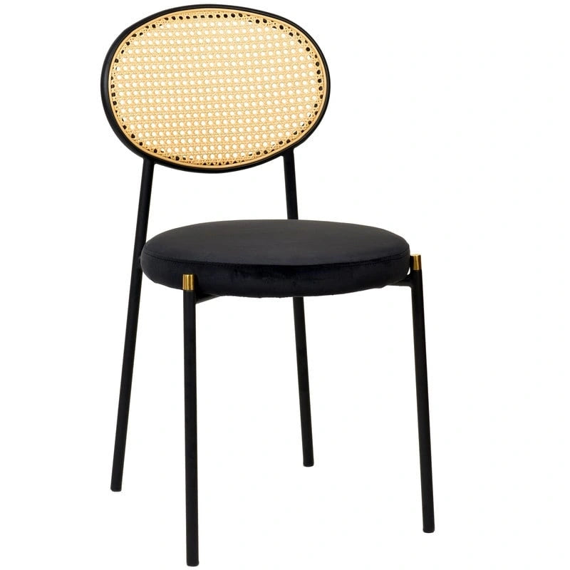 Leisuremod Euston Modern Dining Chair w Upholstered Velvet Seat - Wicker Back Accent Chair for Home Office Living Room & Kitchen