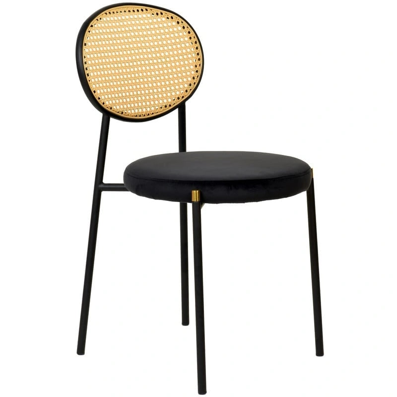 Leisuremod Euston Modern Dining Chair w Upholstered Velvet Seat - Wicker Back Accent Chair for Home Office Living Room & Kitchen