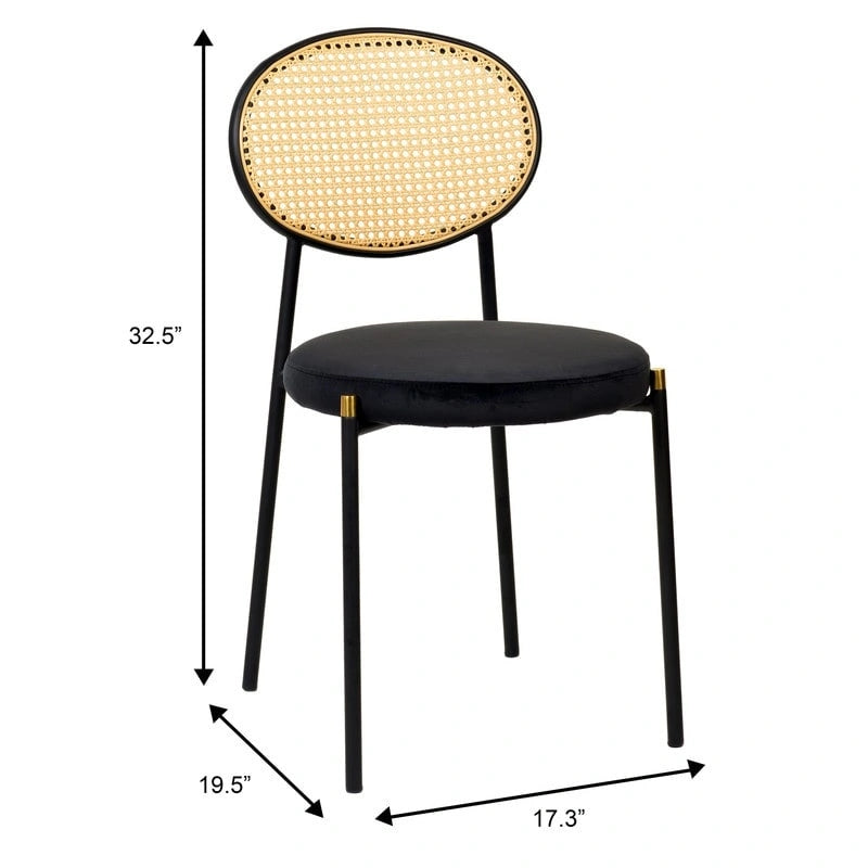 Leisuremod Euston Modern Dining Chair w Upholstered Velvet Seat - Wicker Back Accent Chair for Home Office Living Room & Kitchen