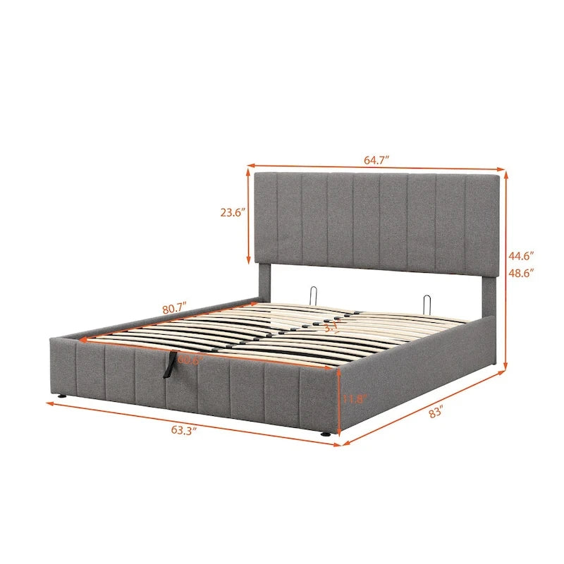Mordern Upholstered Platform bed with a Hydraulic Storage System