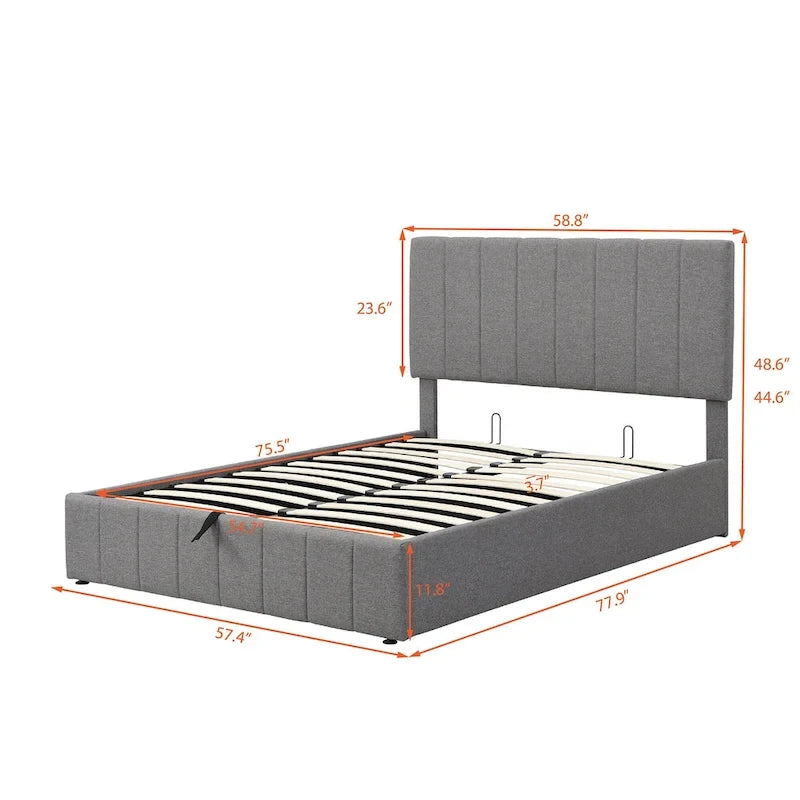 Mordern Upholstered Platform bed with a Hydraulic Storage System