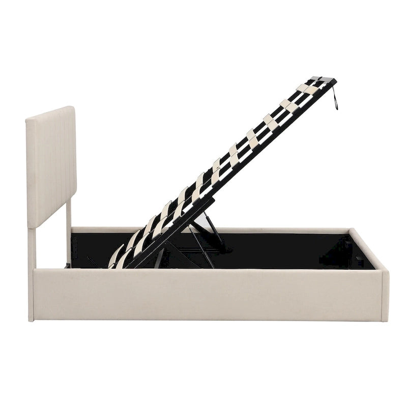 Mordern Upholstered Platform bed with a Hydraulic Storage System