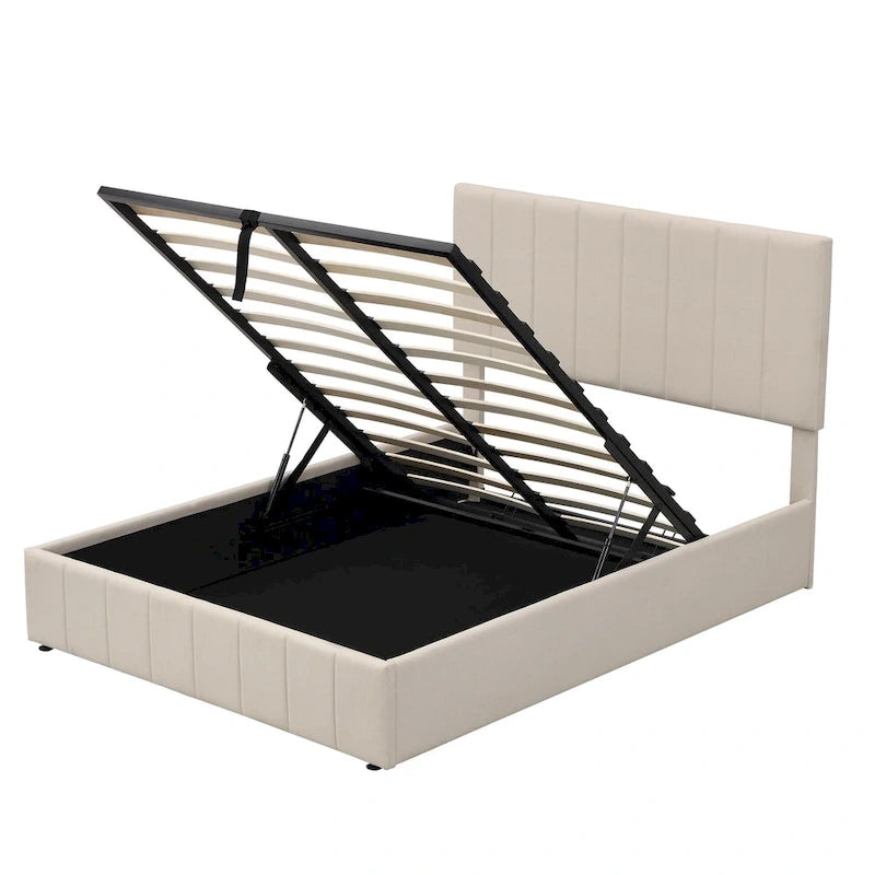 Mordern Upholstered Platform bed with a Hydraulic Storage System