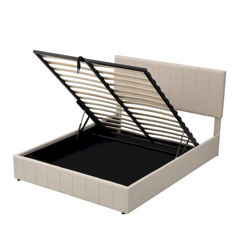 Mordern Upholstered Platform bed with a Hydraulic Storage System