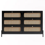 6-Drawer Rattan Wood Nightstand