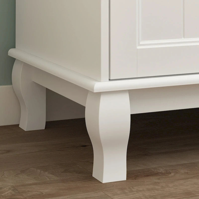 Home Traditional 2 Drawer Freestanding Wood Armoire in White Lacquer - 63Wx71.3