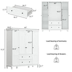Home Traditional 2 Drawer Freestanding Wood Armoire in White Lacquer - 63Wx71.3