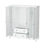 Home Traditional 2 Drawer Freestanding Wood Armoire in White Lacquer - 63Wx71.3
