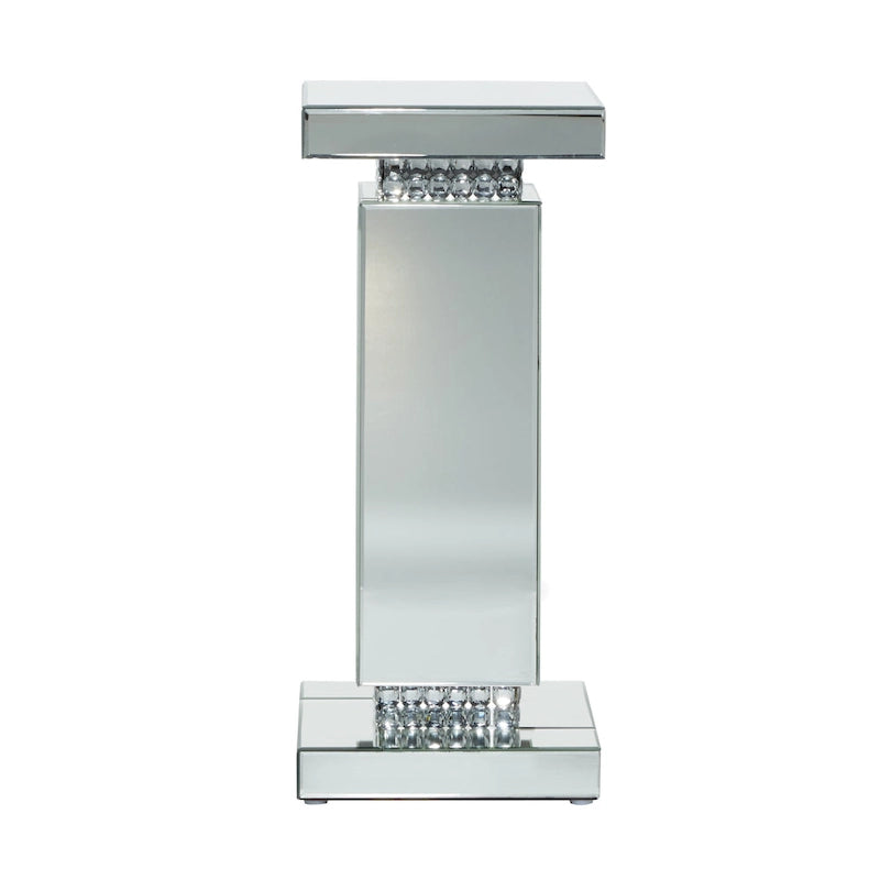 Glass Mirrored Pedestal Table - Silver - Roche River Decor - 12Wx12Lx28H