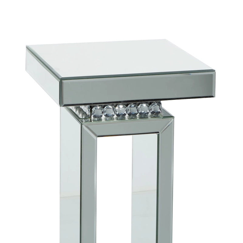Glass Mirrored Pedestal Table - Silver - Roche River Decor - 12Wx12Lx28H
