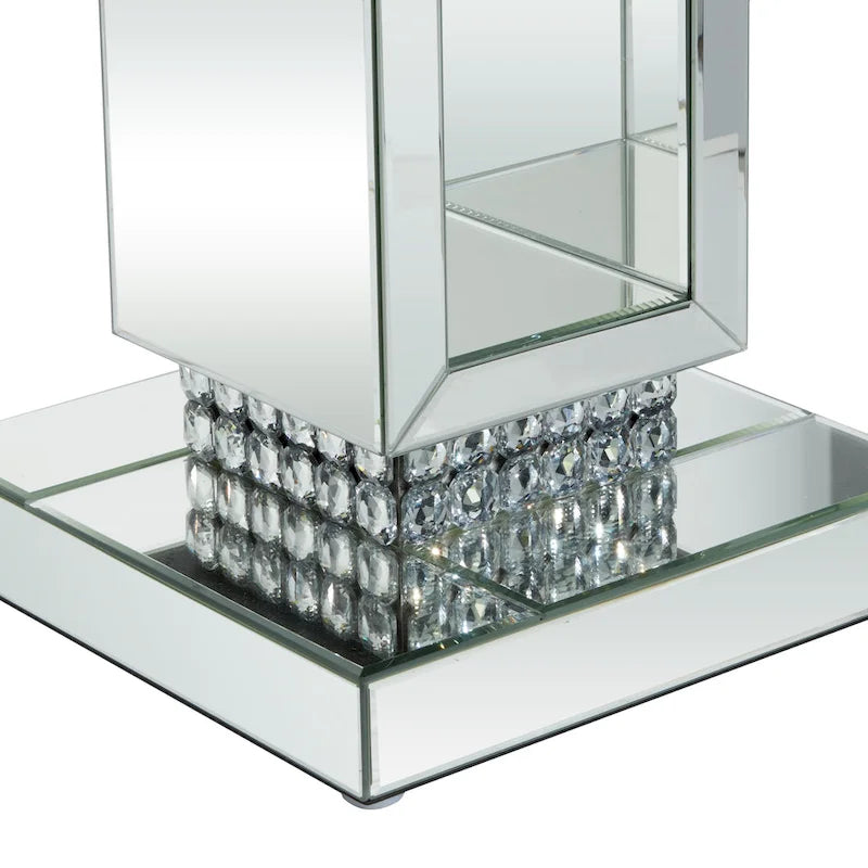 Glass Mirrored Pedestal Table - Silver - Roche River Decor - 12Wx12Lx28H