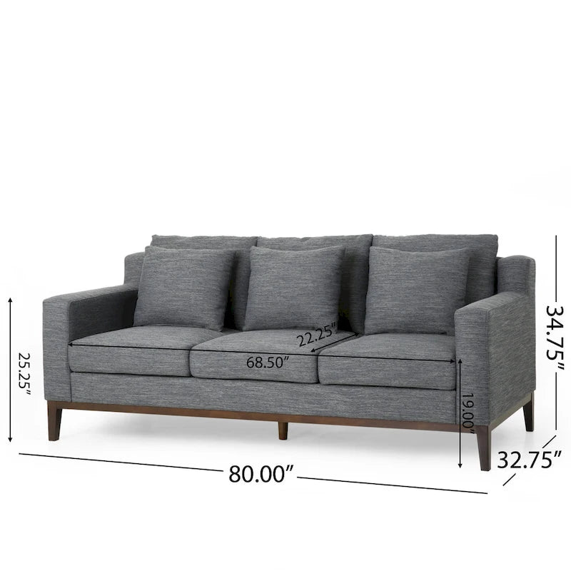 Elliston Fabric Contemporary 3-seater Sofa with Accent Pillows by Christopher Knight Home
