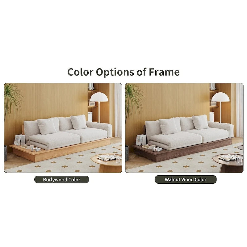 JASIWAY Modern Solid Wood Upholstered Cotton Linen Sofa