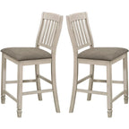 Farmhouse Solid Wood Slate Back with Upholstered Seat Counter Height Dining Stools (Set of 2)