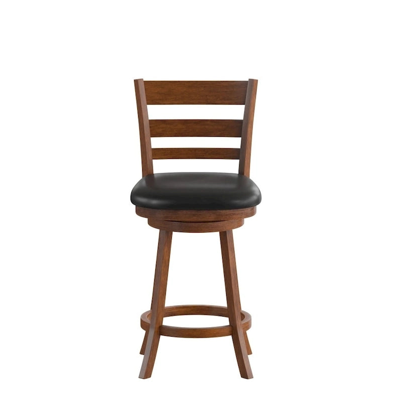 Ladderback Wooden Counter Height Stool with Upholstered Seat