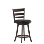 Ladderback Wooden Counter Height Stool with Upholstered Seat