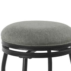 Metal Counter Stool with Swivelling Fabric Padded Seat, Gray and Black