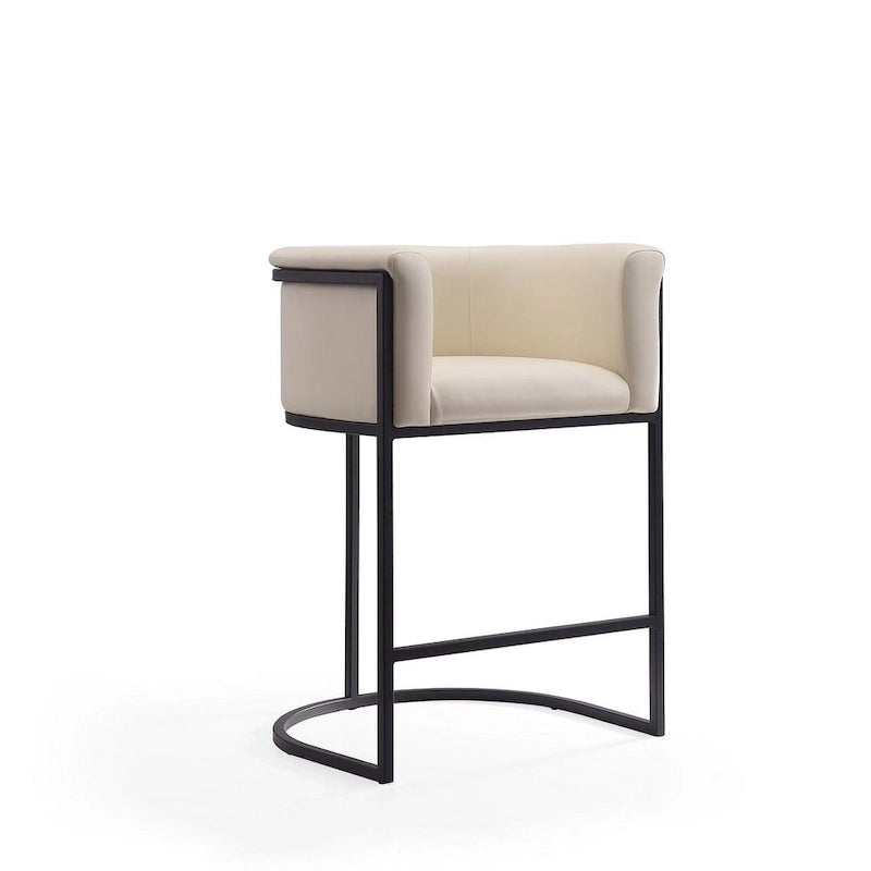 Manhattan Comfort Cosmopolitan 33.8 in. Black Metal Counter Height Bar Stool (Set of 3)