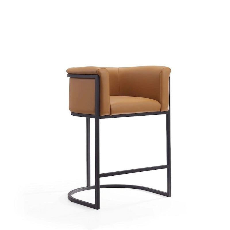 Manhattan Comfort Cosmopolitan 33.8 in. Black Metal Counter Height Bar Stool (Set of 3)