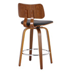 Mid-Century Fabric and Wood 26 Counter Stool with Swivel
