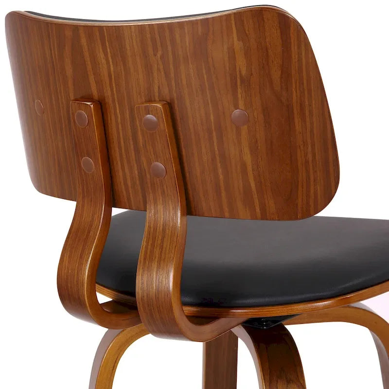 Mid-Century Fabric and Wood 26 Counter Stool with Swivel