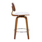 Mid-Century Fabric and Wood 26 Counter Stool with Swivel