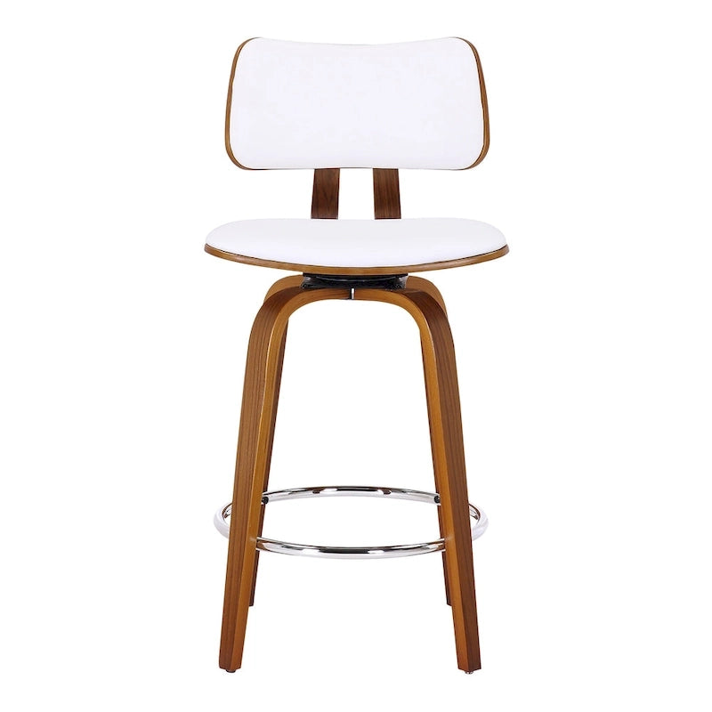 Mid-Century Fabric and Wood 26 Counter Stool with Swivel