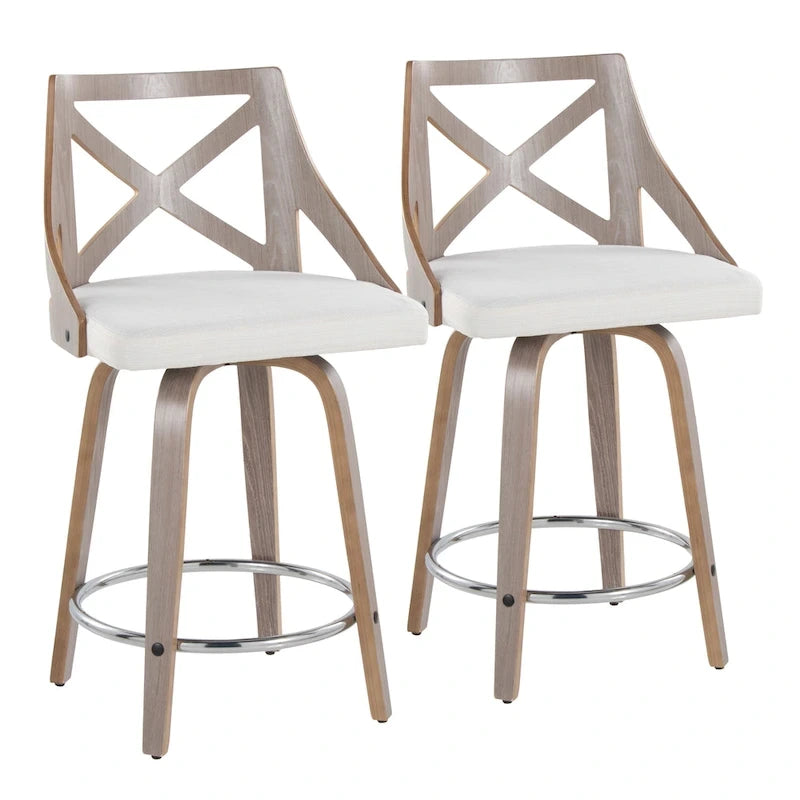 The Gray Barn Charlotte 24 Fixed-Height Counter Stool with Bent Wood Legs (Set of 2)